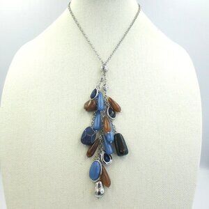 Chico's Pendant Tassel Necklace Colorful Beaded Crystals Artistic Modern NEW